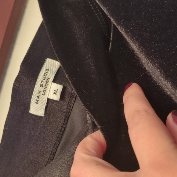 Max Studio ponte velvet Elastic Elegant Black Wide-Leg Pants office work XL - Picture 10 of 10
